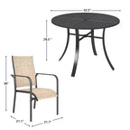 EROMMY 5 Piece Patio Dining Set, Outdoor Dining Table And Chairs Set For 4, 4 Textilene Chairs, 1 Iron Round Table With Adjustable Umbrella Hole