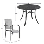 EROMMY 5 Piece Patio Dining Set, Outdoor Dining Table And Chairs Set For 4, 4 Textilene Chairs, 1 Iron Round Table With Adjustable Umbrella Hole