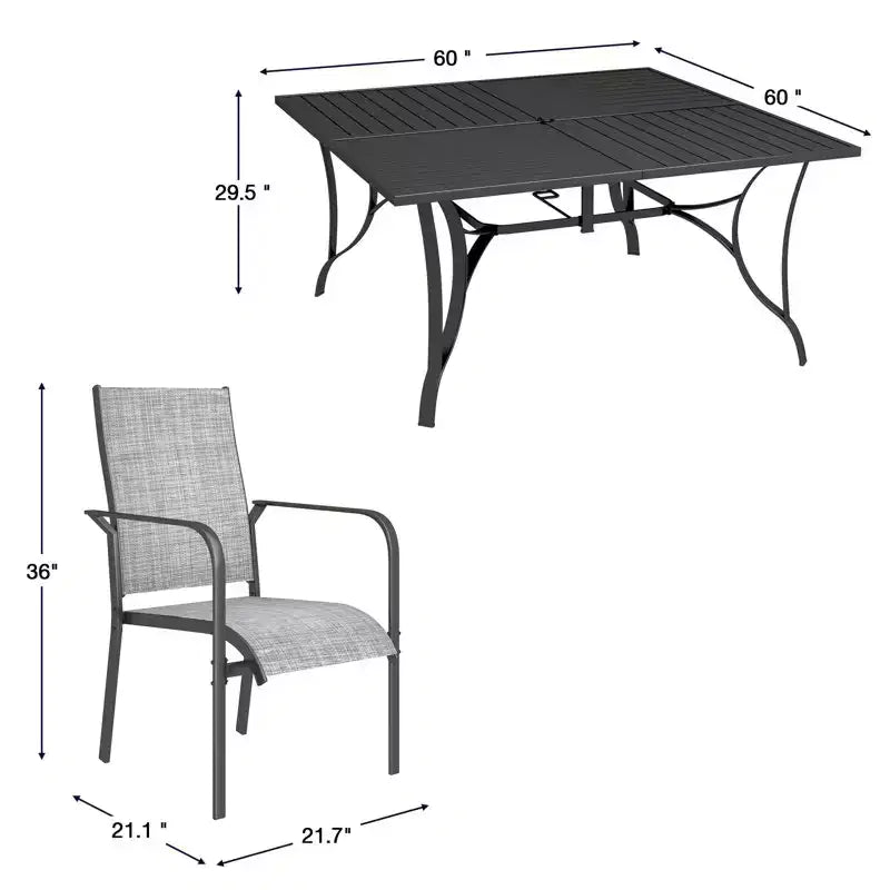 EROMMY 9 Piece Patio Dining Set, Outdoor Dining Table And Chairs Set For 8, 8 Textilene Chairs