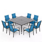 EROMMY 9 Piece Patio Dining Set, Outdoor Dining Table And Chairs Set For 8, 8 Textilene Chairs