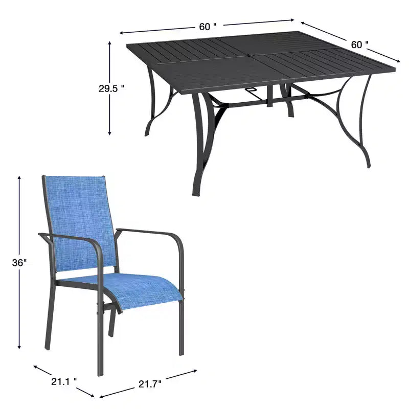 EROMMY 9 Piece Patio Dining Set, Outdoor Dining Table And Chairs Set For 8, 8 Textilene Chairs