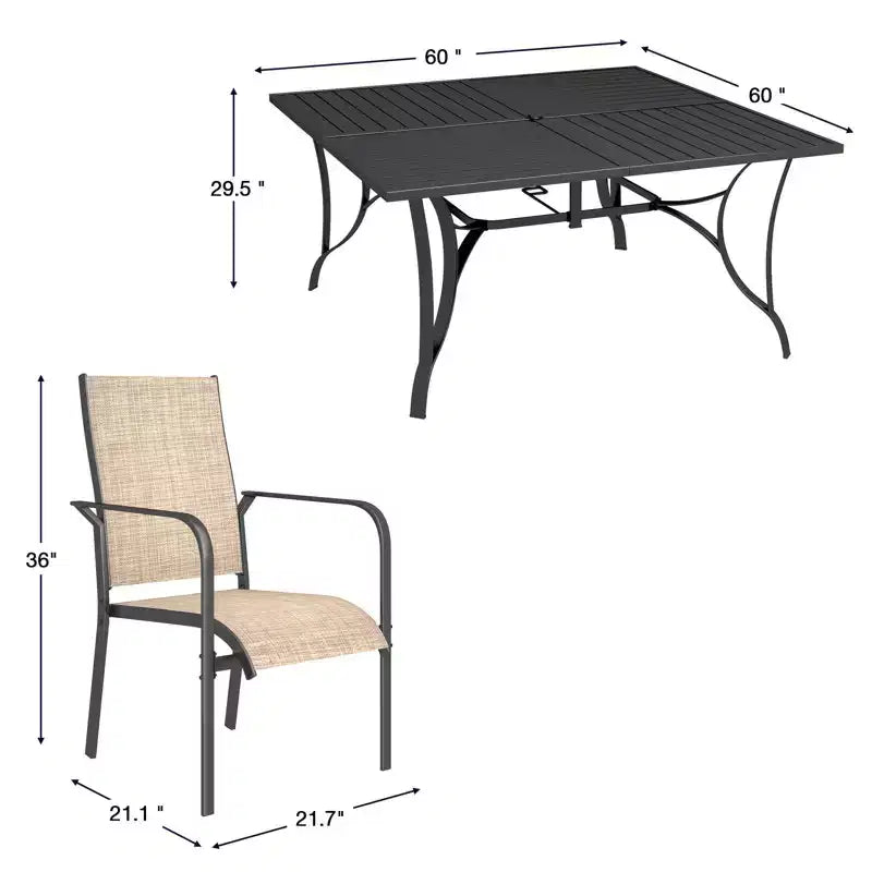 EROMMY 9 Piece Patio Dining Set, Outdoor Dining Table And Chairs Set For 8, 8 Textilene Chairs