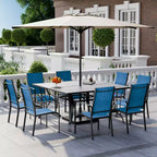EROMMY 9 Piece Patio Dining Set, Outdoor Dining Table And Chairs Set For 8, 8 Textilene Chairs