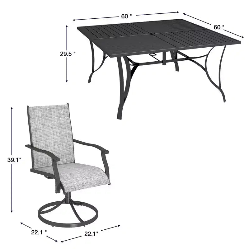 EROMMY 9 Piece Patio Dining Set, Outdoor Dining Table And Chairs Set For 8,Patio Furniture Set For Deck, Backyard, Lawn, Poolside, Brown/gray/blue