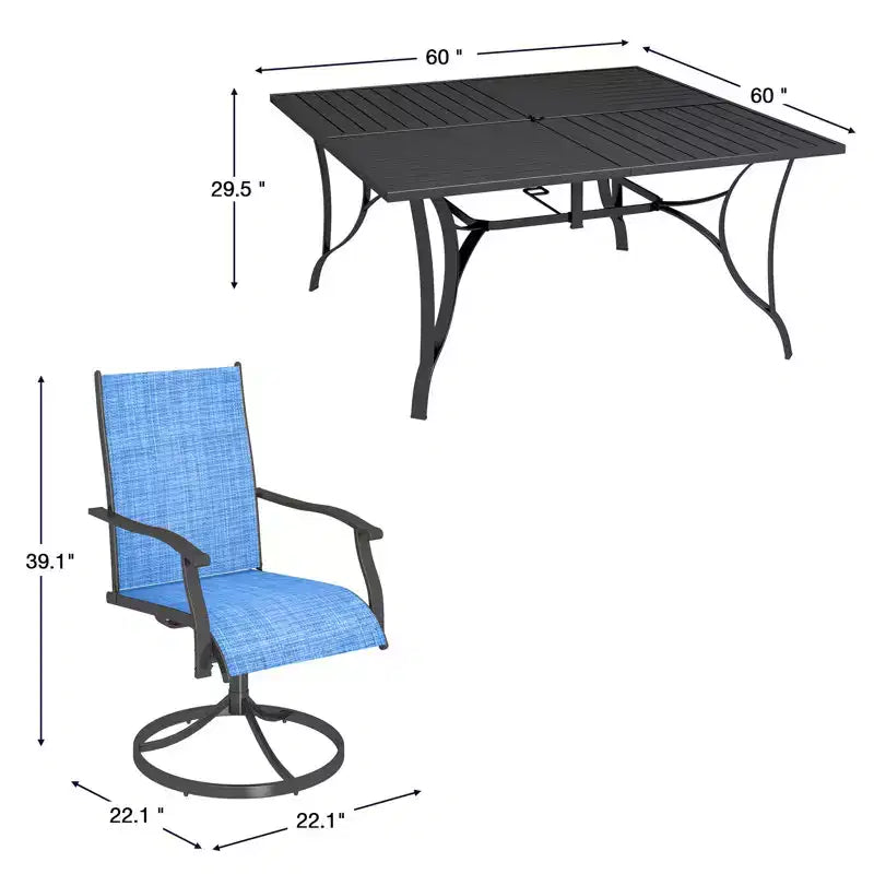 EROMMY 9 Piece Patio Dining Set, Outdoor Dining Table And Chairs Set For 8,Patio Furniture Set For Deck, Backyard, Lawn, Poolside, Brown/gray/blue