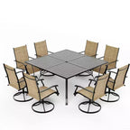EROMMY 9 Piece Patio Dining Set, Outdoor Dining Table And Chairs Set For 8,Patio Furniture Set For Deck, Backyard, Lawn, Poolside, Brown/gray/blue