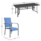 EROMMY 9 Piece Patio Dining Set, Outdoor Dining Table And Chairs Set For 8, 8 Textilene Chairs, 1 Iron Rectangular Table With Adjustable Umbrella Hole