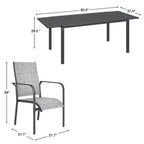 EROMMY 7 Piece Patio Expandable Table Dining Set, Outdoor Dining Table And Chairs Set For 4 To 8, 6 Textilene Chairs, 1 Iron Expandable Dining Table