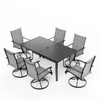 EROMMY 7 Piece Patio Dining Set, Outdoor Dining Table And Chairs Set For 6, 6 Swivel Chairs