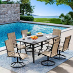 EROMMY 7 Piece Patio Dining Set, Outdoor Dining Table And Chairs Set For 6, 6 Swivel Chairs