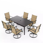 EROMMY 7 Piece Patio Dining Set, Outdoor Dining Table And Chairs Set For 6, 6 Swivel Chairs