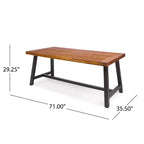 GDFStudio Preston Outdoor Acacia Wood and Wicker 6 Piece Dining Set