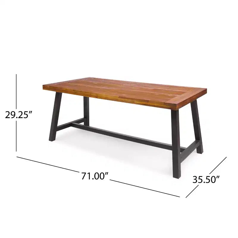 GDFStudio Preston Outdoor Acacia Wood and Wicker 6 Piece Dining Set