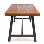 GDFStudio Preston Outdoor Acacia Wood and Wicker 6 Piece Dining Set