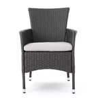 Christopher Knight Home Biella Outdoor Acacia Wood and Wicker 5 Piece Dining Set with Cushion