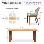 PURPLE LEAF Dining Set Patio Metal Rectangular Table and Wicker Rattan Chairs for Outside Porch Garden Kitchen Modern Outdoor Furniture Sets