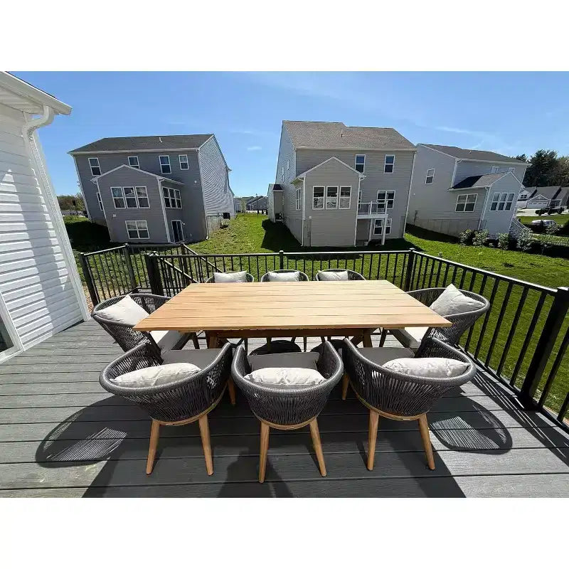PURPLE LEAF Outdoor Dining Set 9 Pcs Patio Aluminium Table and Rope Weave Chairs Included Cushions for Backyard Decor Kitchen