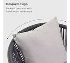 PURPLE LEAF Outdoor Dining Set 9 Pcs Patio Aluminium Table and Rope Weave Chairs Included Cushions for Backyard Decor Kitchen