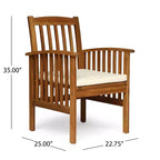 Christopher Knight Home Valence Outdoor Acacia Wood 5 Piece Dining Set with Water Resistant Cushion