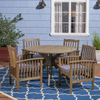 Christopher Knight Home Valence Outdoor Acacia Wood 5 Piece Dining Set with Water Resistant Cushion