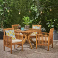 Christopher Knight Home Valence Outdoor Acacia Wood 5 Piece Dining Set with Water Resistant Cushion