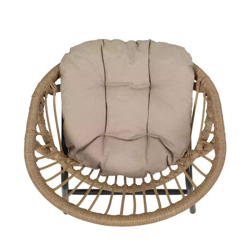 Christopher Knight Home Marten Wicker and Acacia Wood Outdoor 7 Piece Dining Set with Cushions, Beige/Teak