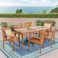 Christopher Knight Home Argo Outdoor Acacia Wood 7 Piece Dining Set with 71 Dining Table, Teak