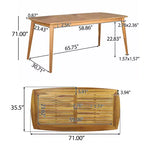 Christopher Knight Home Argo Outdoor Acacia Wood 7 Piece Dining Set with 71 Dining Table, Teak