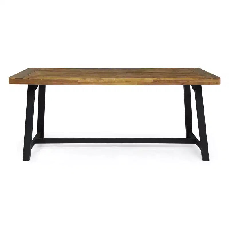 Christopher Knight Home Dahlia Outdoor 7 Piece Acacia Wood and Resin Dining Set with 70.75 Dining Table, Black/Sandblasted Teak