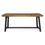 Christopher Knight Home Dahlia Outdoor 7 Piece Acacia Wood and Resin Dining Set with 70.75 Dining Table, Black/Sandblasted Teak