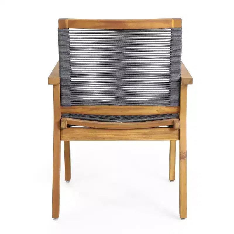 Christopher Knight Home Mcgill Outdoor Rope and Acacia Wood 7 Piece Dining Set, Teak/Dark Gray