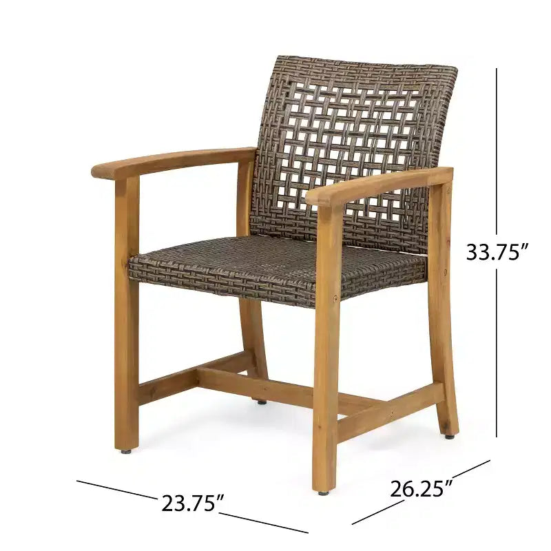 Christopher Knight Home Outdoor Acacia Wood and Wicker 5 Piece Dining Set, Teak/Mixed Mocha