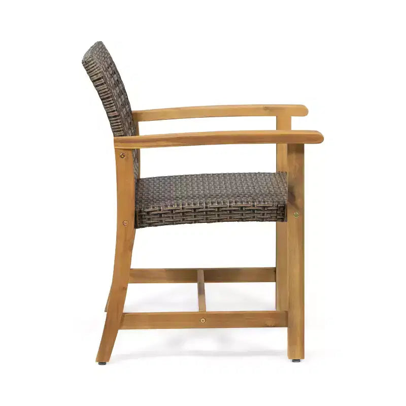 Christopher Knight Home Outdoor Acacia Wood and Wicker 5 Piece Dining Set, Teak/Mixed Mocha
