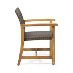Christopher Knight Home Outdoor Acacia Wood and Wicker 5 Piece Dining Set, Teak/Mixed Mocha