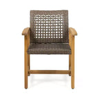 Christopher Knight Home Outdoor Acacia Wood and Wicker 5 Piece Dining Set, Teak/Mixed Mocha