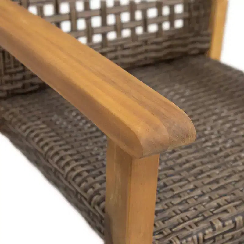 Christopher Knight Home Clausen Outdoor Acacia Wood and Wicker 5 Piece Dining Set, Teak/Mixed Mocha