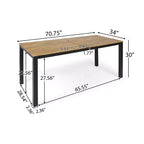 GDFStudio Miramar Outdoor 7 Piece Polypropylene Resin and Acacia Wood Dining Set with 70 Table, Black and Teak
