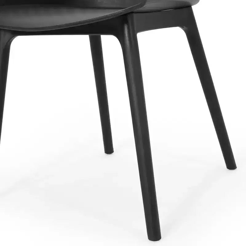 GDFStudio Miramar Outdoor 7 Piece Polypropylene Resin and Acacia Wood Dining Set with 70 Table, Black and Teak