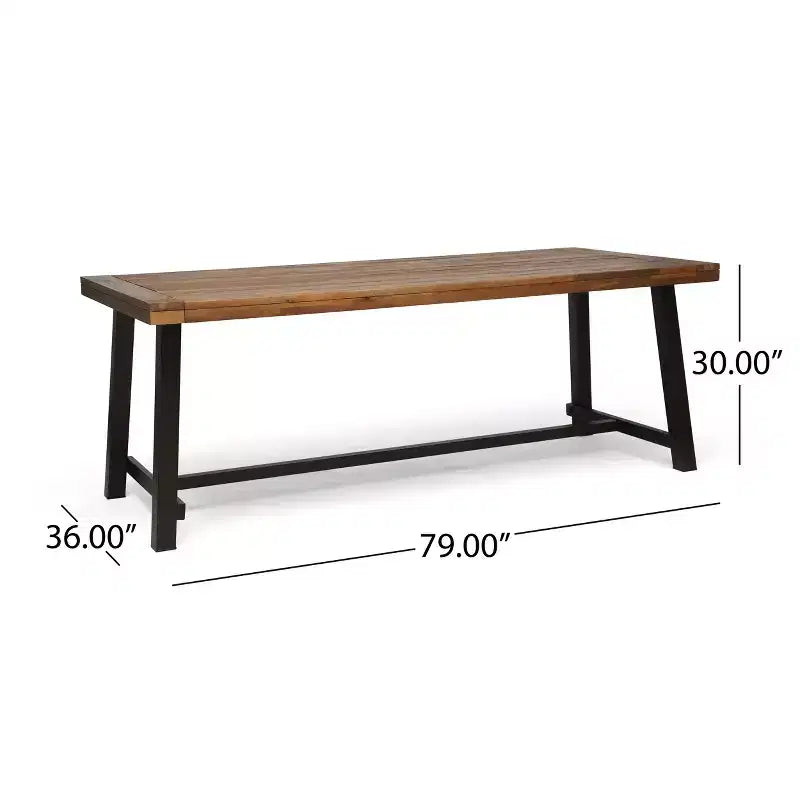 Christopher Knight Home Claude Outdoor Mesh and Acacia Wood 9 Piece Dining Set with 79 Dining Table