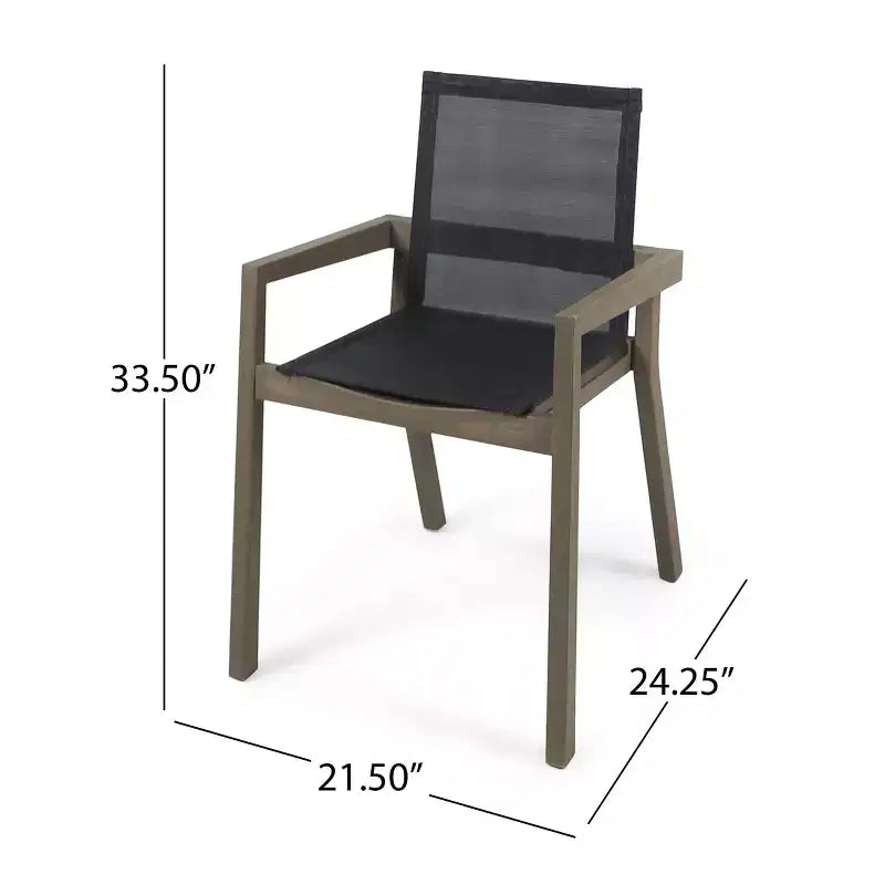 Christopher Knight Home Claude Outdoor Mesh and Acacia Wood 9 Piece Dining Set with 79 Dining Table