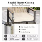 Captiva Designs Outdoor Patio Dining Bar Set with Steel Bar Table & Rattan Bar Stools with Cushions