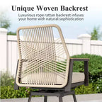 Captiva Designs Outdoor Patio Dining Bar Set with Steel Bar Table & Rattan Bar Stools with Cushions