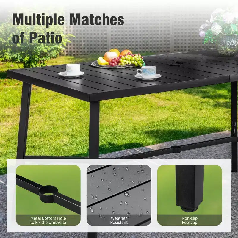 Captiva Designs Outdoor Patio Dining Bar Set with Steel Bar Table & Rattan Bar Stools with Cushions