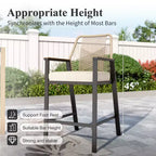 Captiva Designs Outdoor Patio Dining Bar Set with Steel Bar Table & Rattan Bar Stools with Cushions