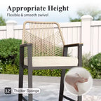 Captiva Designs Outdoor Patio Dining Bar Set with Steel Bar Table & Rattan Bar Stools with Cushions