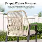 Captiva Designs Outdoor Patio Dining Bar Set with Steel Bar Table & Rattan Bar Stools with Cushions