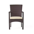 GDFStudio Tara Outdoor Wicker and Acacia Wood 5 Piece Dining Set with Cushions