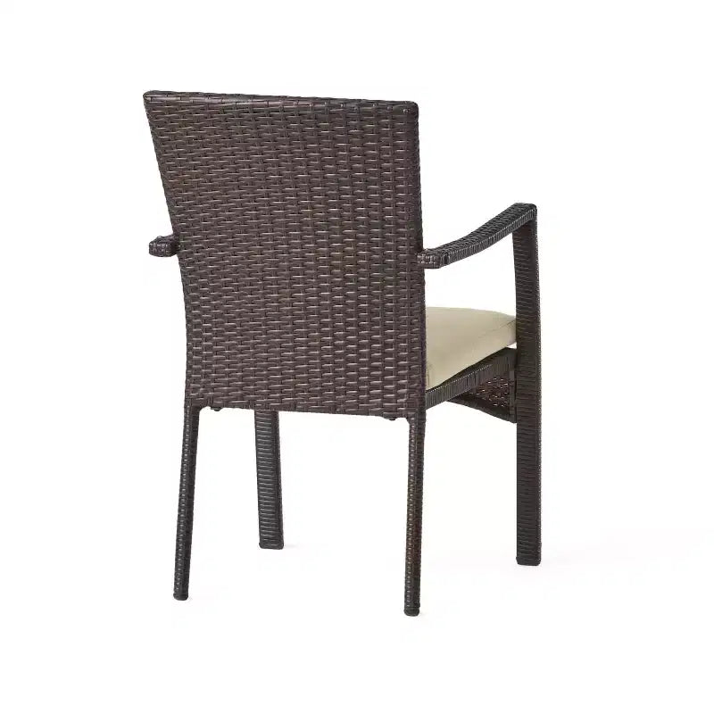 Christopher Knight Home Ferris Outdoor Acacia Wood and Wicker 5 Piece Dining Set with Cushions