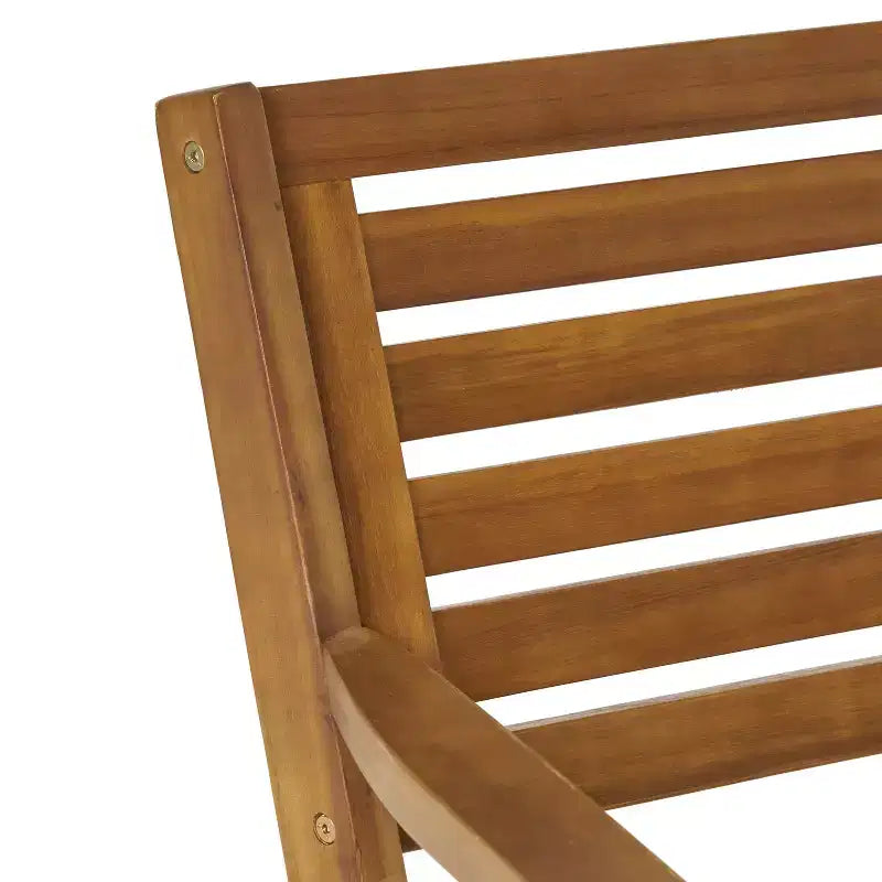GDFStudio Lennox Outdoor Acacia Wood 7 Piece Dining Set with Cushion, Teak/Cream