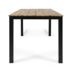 GDFStudio Lennox Outdoor Acacia Wood 7 Piece Dining Set with Cushion, Teak/Cream